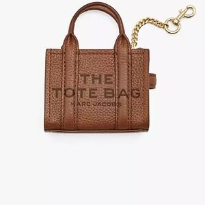 Marc Jacobs Brown Tote Bag Keychain with Gold Accent